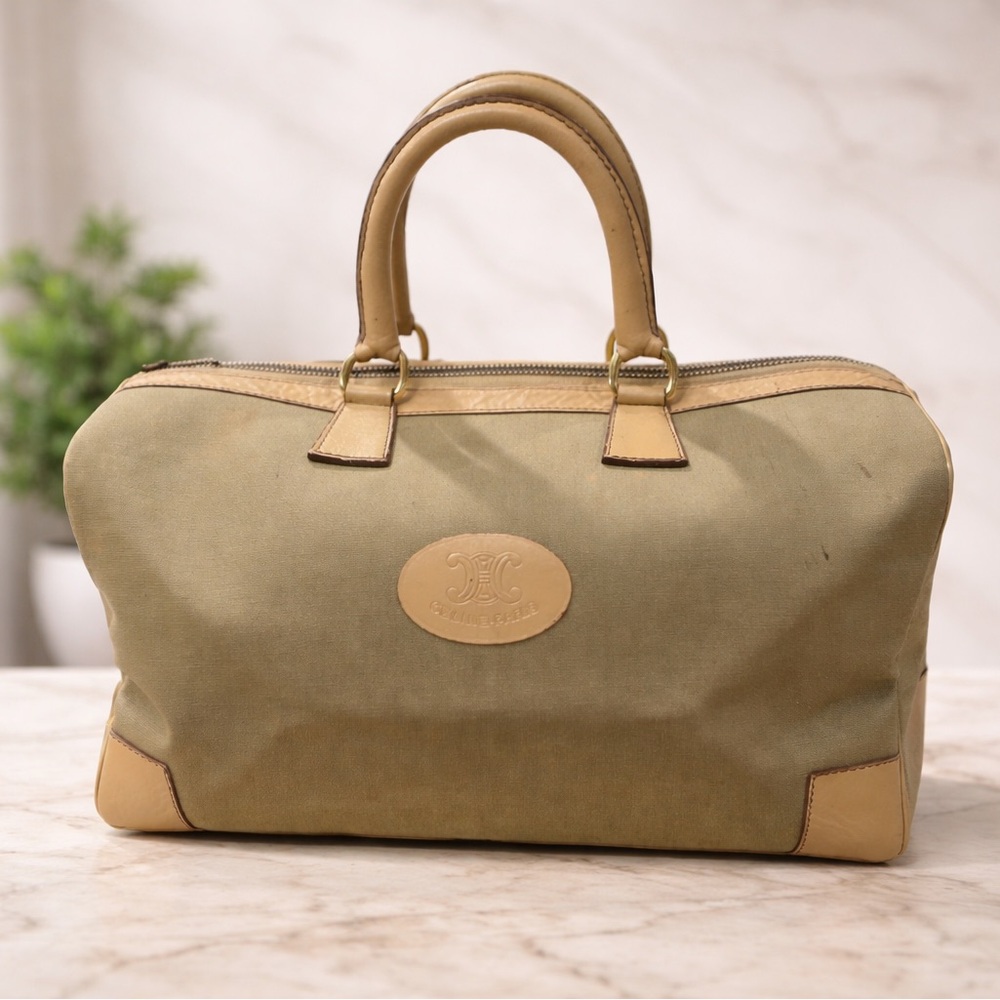 Céline Canvas & Leather Tote – Classic Logo, Well-Loved Condition